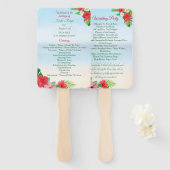 水彩熱帯ビーチ結婚フローラ ハンドファン (正面&裏面)