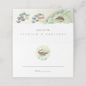 水彩熱帯ビーチ結婚式折り畳み プレイスカード (外部開封)