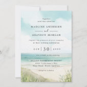 水彩熱帯ビーチ結婚式招待状 招待状 (正面)