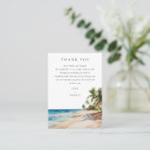 水彩熱帯ビーチ結婚式有難う プレイスカード (スタンド正面)