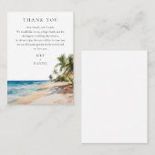 水彩熱帯ビーチ結婚式有難う プレイスカード (正面/裏面)