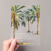 水彩熱帯ビーチ結婚式 アクリル招待状 (インサイチュ (ポータブル))