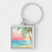 水彩熱帯ビーチ結婚式 キーホルダー (正面)