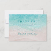 水彩熱帯ビーチ結婚式 サンキューカード (正面)