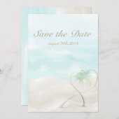 水彩熱帯ビーチ結婚式 セーブザデート (正面/裏面)