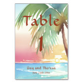 水彩熱帯ビーチ結婚式 テーブルナンバー (正面)