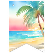 水彩熱帯ビーチ結婚式 バンティングフラッグ (第1の旗)