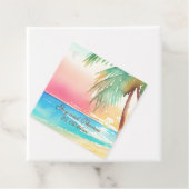 水彩熱帯ビーチ結婚式 フェイバータグ (インサイチュ)