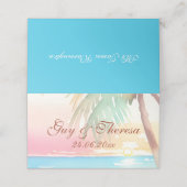 水彩熱帯ビーチ結婚式 プレイスカード (外部開封)