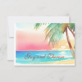 水彩熱帯ビーチ結婚式 出欠カード (裏面)