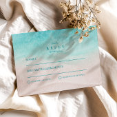 水彩熱帯ビーチ結婚式 出欠カード