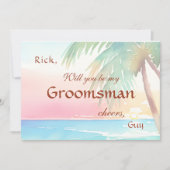 水彩熱帯ビーチ結婚式 招待状 (正面)