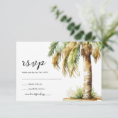 水彩熱帯ビーチ結婚式RSVP 出欠カード (スタンド正面)