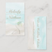 水彩熱帯ビーチ結婚式Webサイトカード エンクロージャーカード (正面/裏面)