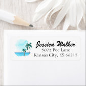 水彩熱帯ビーチ ラベル (インサイチュ)