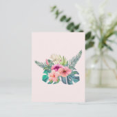 水彩熱帯ピンクのハイビスカスの花 ポストカード (スタンド正面)