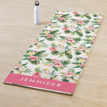 水彩熱帯ピンクのハイビスカスフローラルパターン