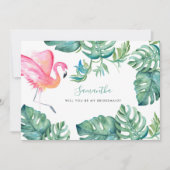 水彩熱帯ピンクのフラミンゴの花嫁カード シーズンカード (正面)