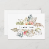 水彩熱帯ピンクのプロテアの花 サンキューカード (正面/裏面)