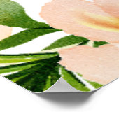 水彩熱帯ピンクの花ブライダルシャワー ポスター (角)