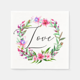 水彩熱帯ピンクの花。フローラ結婚の スタンダードカクテルナプキン