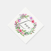 水彩熱帯ピンクの花。フローラ結婚の スタンダードカクテルナプキン (角)