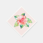 水彩熱帯ピンクハイビスカスエレガントフローラ スタンダードカクテルナプキン (角)