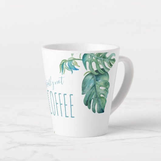 水彩熱帯ピンクフラミンゴコーヒー カフェラテマグ (右アングル)