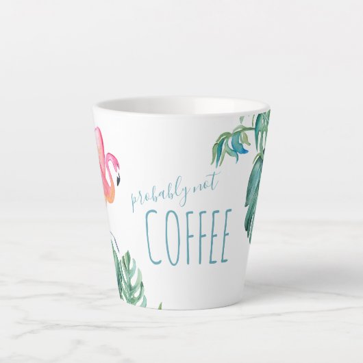 水彩熱帯ピンクフラミンゴコーヒー カフェラテマグ (正面)