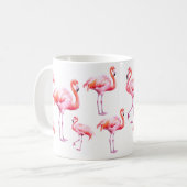 水彩熱帯ピンクフラミンゴパーティー コーヒーマグカップ (正面左)