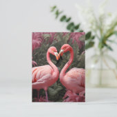 水彩熱帯ピンクフラミンゴロマンス 案内ポストカード (スタンド正面)