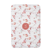 水彩熱帯ピンクフラミンゴ バスマット (正面縦)