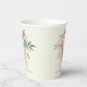 水彩熱帯ピンクフローラアロハベビーシャワー 紙コップ (右)