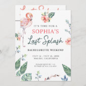 水彩熱帯フラミンゴバチェロレッテ 招待状 (正面/裏面)