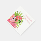 水彩熱帯フラミンゴパーソナライズされたパーティー スタンダードカクテルナプキン (角)