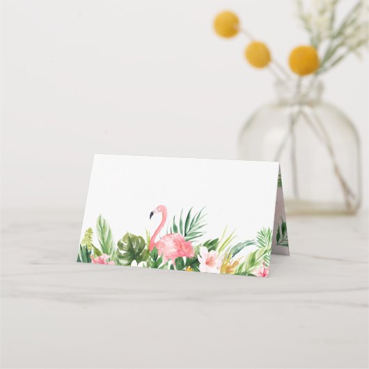 水彩熱帯フラミンゴフォールディング座席表 プレイスカード (裏面)