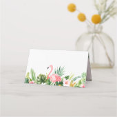 水彩熱帯フラミンゴフォールディング座席表 プレイスカード (正面)