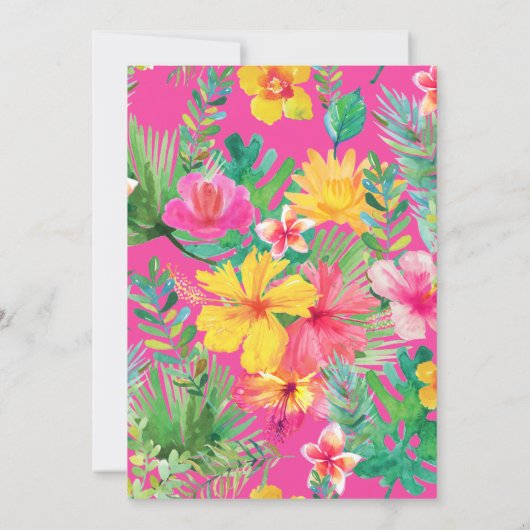 水彩熱帯フラミンゴ誕生日 招待状 (裏面)