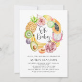 水彩熱帯フルーツ赤ちゃんシャワーブランチ 招待状 (正面)