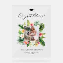 水彩熱帯フレーム写真卒業パーティー