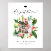 水彩熱帯フレーム写真卒業パーティー ポスター (正面)