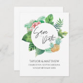 水彩熱帯フローラエレガントな結婚式 セーブザデート (正面/裏面)