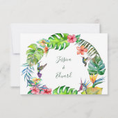 水彩熱帯フローラカラフル結婚ズ 出欠カード (裏面)