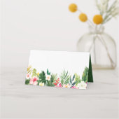 水彩熱帯フローラガーランドビーチパーティー プレイスカード (正面)