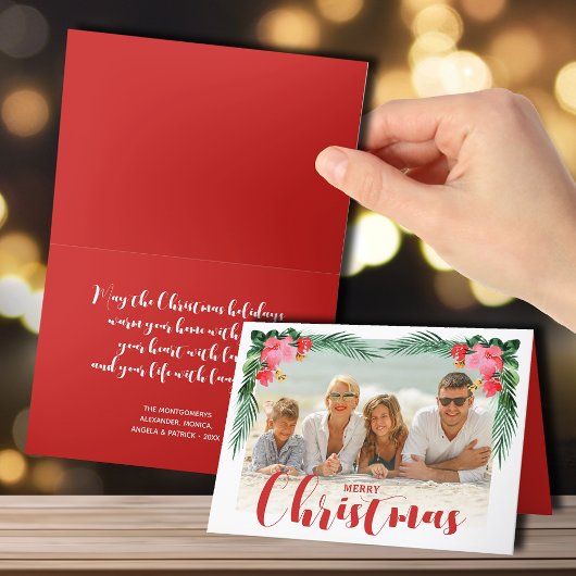 水彩熱帯フローラクリスマスフォト シーズンカード