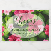 水彩熱帯フローラハイビスカスミニ スパークリングワインラベル (シングルラベル)