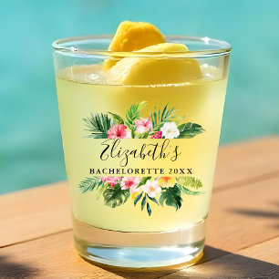 水彩熱帯フローラバチェロレッテ ショットグラス