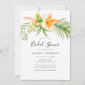 水彩熱帯フローラビーチブライダルシャワー 招待状 (正面)