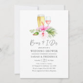 水彩熱帯フローラビーチブルーズ 招待状 (正面)