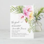 水彩熱帯フローラビーチ卒業パーティー 招待状 (スタンド正面)